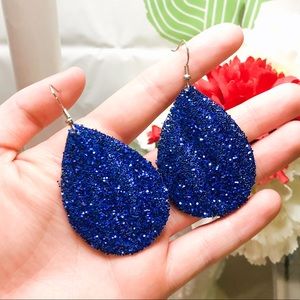Sparkly Blue Drop Earrings